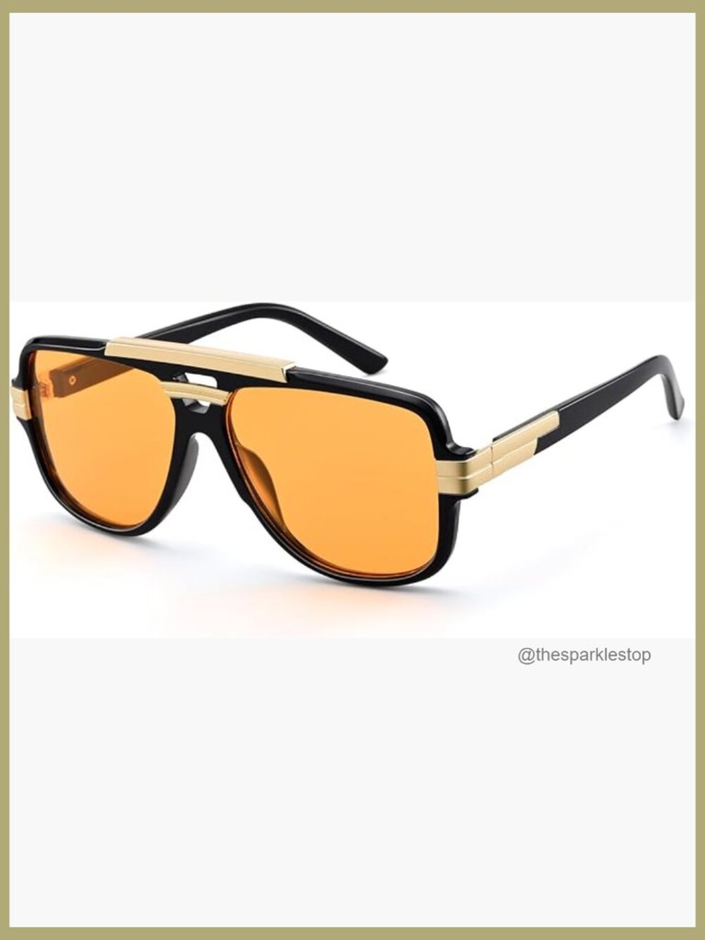 Square Oversized Aviator Sunglasses with Gold Metal Details